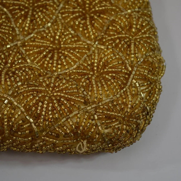 Vintage Gold Tone Beaded  Evening Bag Purse - Picture 7 of 11